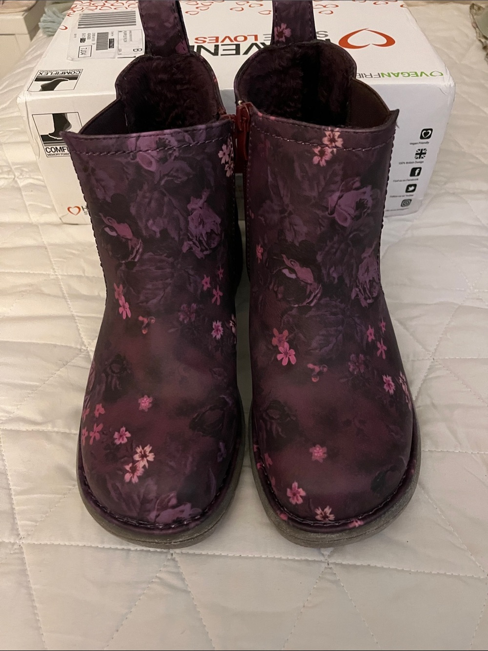 Women’s Floral Ankle Boots - Purple